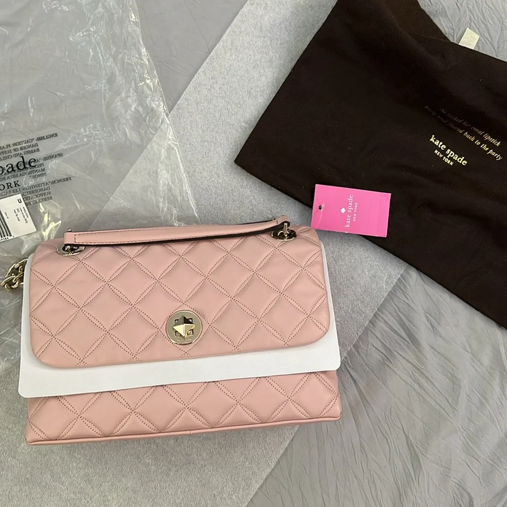 Kate Spade Natalia Medium Flap Shoulder Bag in Rose Smoke (WKRU7076)